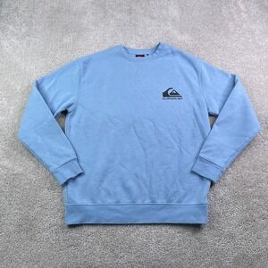 Quiksilver‎ Sweatshirt Mens Small Blue Logo Crewneck Pullover Skater Surfer
